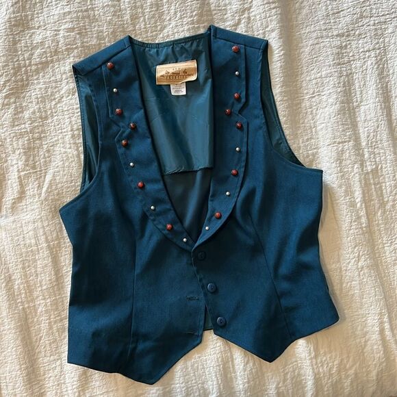 New Frontier Vest Womens Medium Blue Southwest Western USA Vintage Vest - Picture 1 of 5